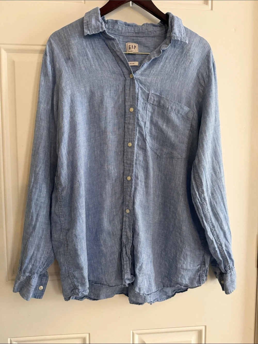 GAP Light Blue Linen Button-Down Shirt - Picture 1 of 4